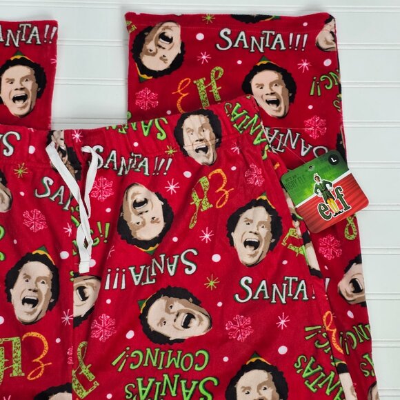 Elf Movie Santa's Coming Red Ultra Soft Holiday Men's Pajama Pants Size L NWT - Picture 4 of 11